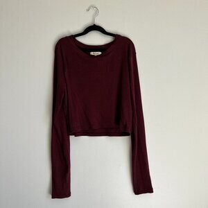 Madewell Maroon Cropped Long Sleeve Tee